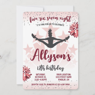 Cheerleading Birthday Party, Any Age Pink Invitation