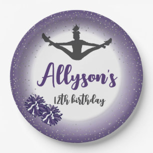 Cheerleading Birthday Party, Any Age Purple Paper Plate