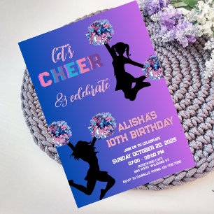 Cheerleading birthday party invitation