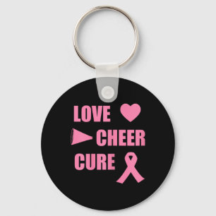 Cheerleading Breast Cancer Love Cheer Cure  Key Ring