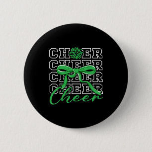 Cheerleading Cheer Green Coquette Bow Cheerleader 6 Cm Round Badge