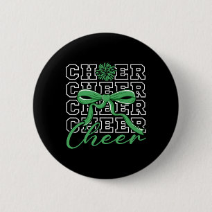 Cheerleading Cheer Green Coquette Bow Cheerleader 6 Cm Round Badge