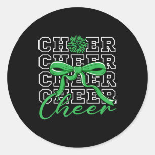 Cheerleading Cheer Green Coquette Bow Cheerleader Classic Round Sticker