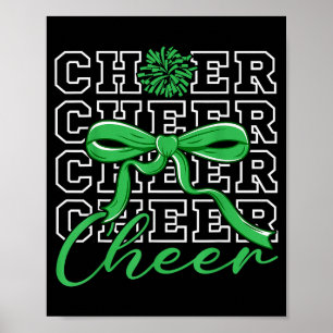 Cheerleading Cheer Green Coquette Bow Cheerleader  Poster