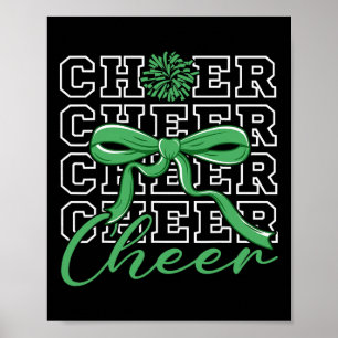 Cheerleading Cheer Green Coquette Bow Cheerleader Poster