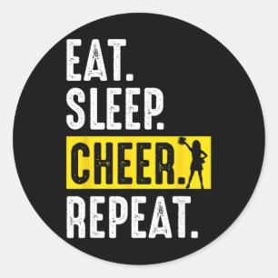 Cheerleading Cheer Squad Eat Sleep Cheer Repeat Ch Classic Round Sticker
