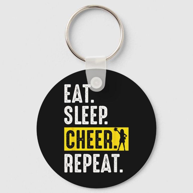 Cheerleading Cheer Squad Eat Sleep Cheer Repeat Ch Key Ring (Front)