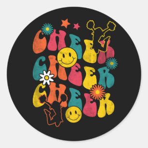 Cheerleading Cheerleader Groovy Flower Squad Cheer Classic Round Sticker