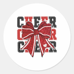 Cheerleading Coquette Black And Red Cheer Mum Foot Classic Round Sticker