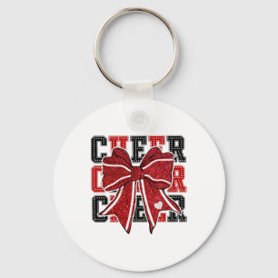 Cheerleading Coquette Black And Red Cheer Mum Foot Key Ring