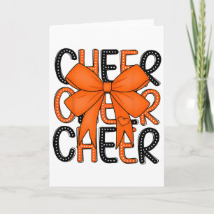 Cheerleading Coquette Bow Cheer Shirt Black Orange Card