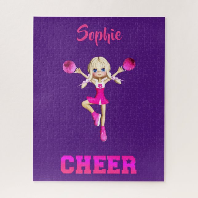 Cheerleading Cute Pink & Purple Puzzle (Vertical)