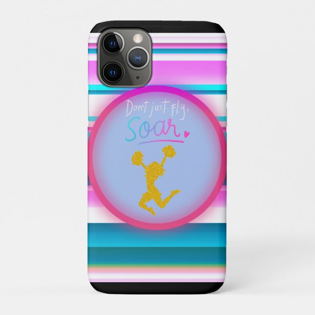 Cheerleading "Don't Just Fly, Soar" Stripes     Case-Mate iPhone Case (Back)