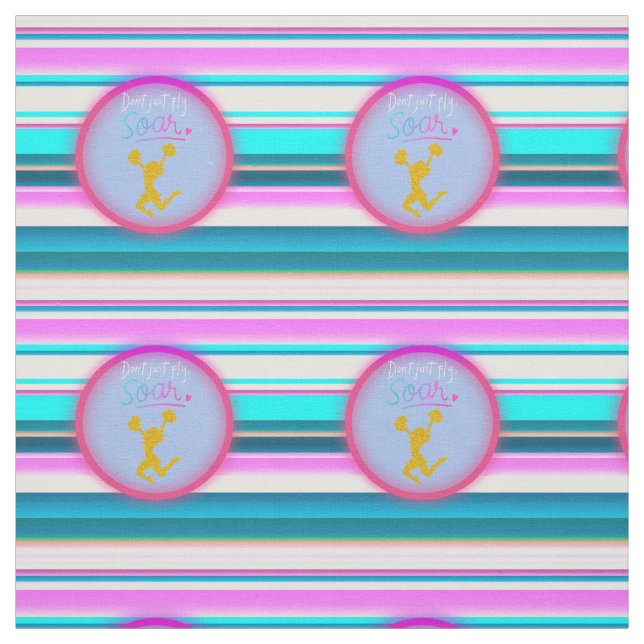Cheerleading "Don't Just Fly, Soar" Stripes   Fabric (Swatch)
