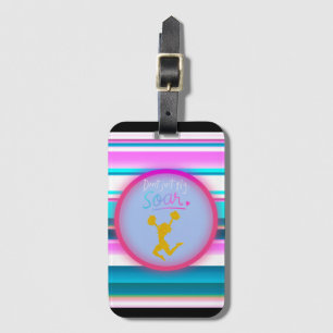 Cheerleading "Don't Just Fly, Soar" Stripes Luggage Tag