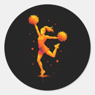 Cheerleading Drip Ice Painting Colourful Cheerlead Classic Round Sticker
