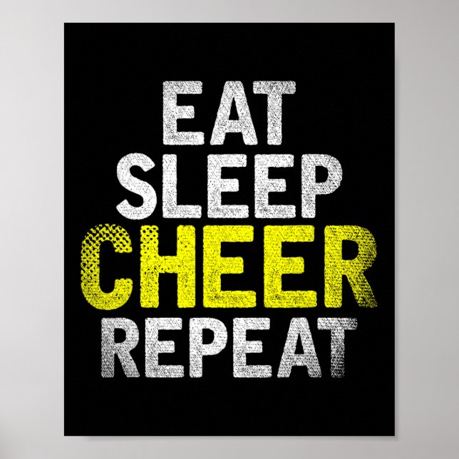 Cheerleading Eat Sleep Cheer Repeat Funny Cheerlea Poster (Front)