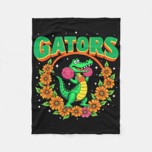 Cheerleading Gator Floral Retro Back To School Spi Fleece Blanket