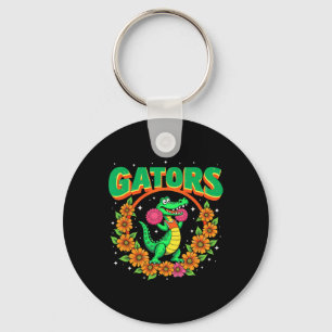 Cheerleading Gator Floral Retro Ck To School Spiri Key Ring