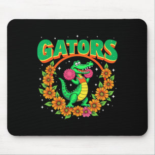Cheerleading Gator Floral Retro Ck To School Spiri Mouse Pad