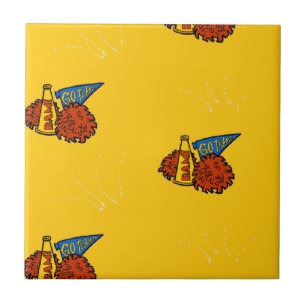 Cheerleading gear on yellow ceramic tile
