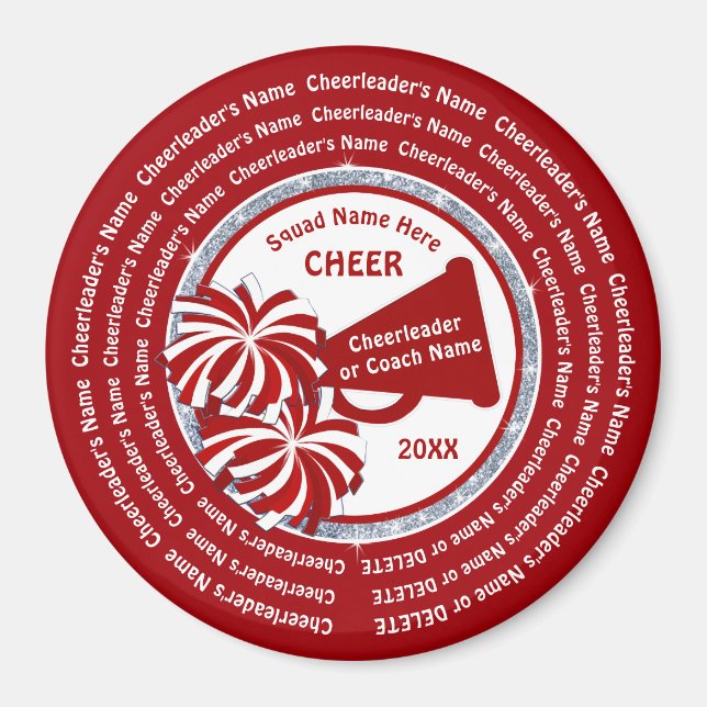 Cheerleading Gifts in BULK, Red and White or Buy 1 Magnet (Front)