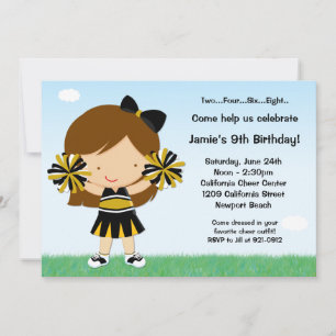 Cheerleading Girls Birthday Party Invitation