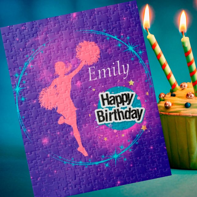 Cheerleading Happy Birthday Galaxy Personalised   Jigsaw Puzzle (Creator Uploaded)