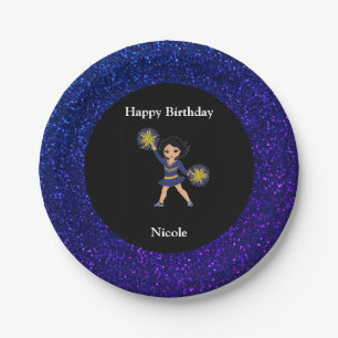 Cheerleading "Happy Birthday" Sparkle Paper Plate