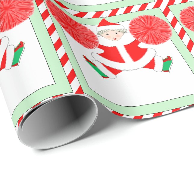 Cheerleading Holiday Gift Wrapping Paper (Roll Corner)