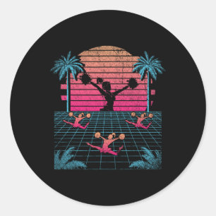 Cheerleading Palm Trees Tropical 80s Vaporwave Che Classic Round Sticker