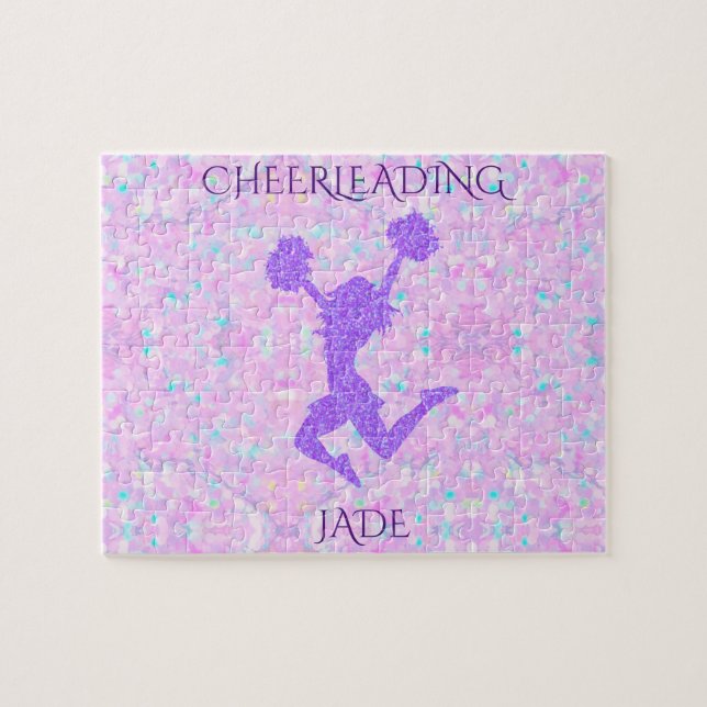 Cheerleading pastel puzzle with personalised name (Horizontal)