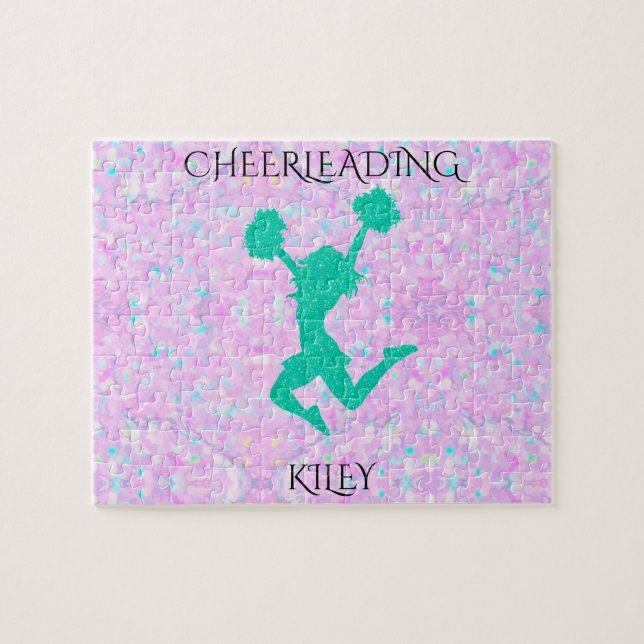 Cheerleading pastel puzzle with personalised name (Horizontal)