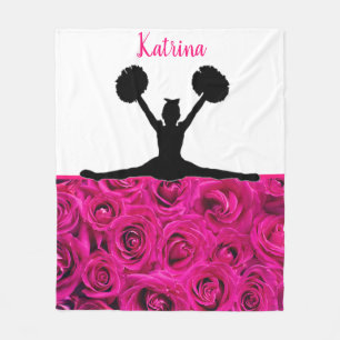 Cheerleading Pink Roses Fleece Blanket