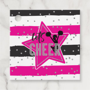 Cheerleading Pink Silver Black Cheer Birthday Favour Tags