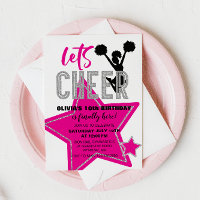 Cheerleading Pink Silver Black Cheer Birthday