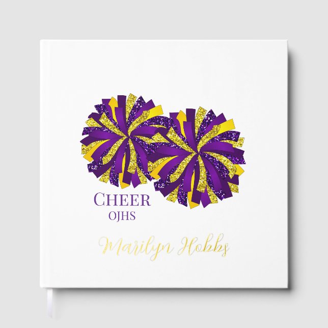 Cheerleading Pom Poms Personalised Foil Scrapbook Guest Book (Front)