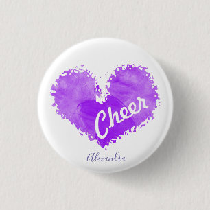 Cheerleading purple heart button