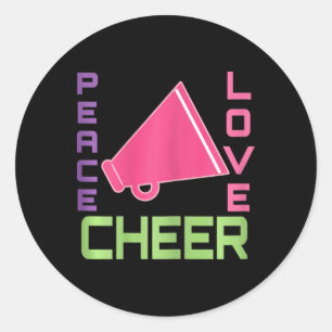 Cheerleading Quote Peace Love Cheer Classic Round Sticker