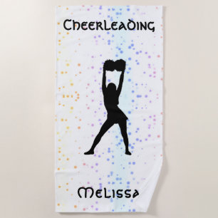 Cheerleading Rainbow Confetti Personalised Fleece Beach Towel