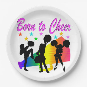 CHEERLEADING RAINBOW MEGAPHONE DESIGN PAPER PLATE