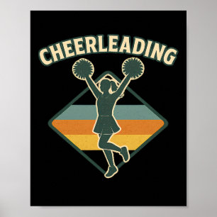Cheerleading Retro Vintage Silhouette Poster