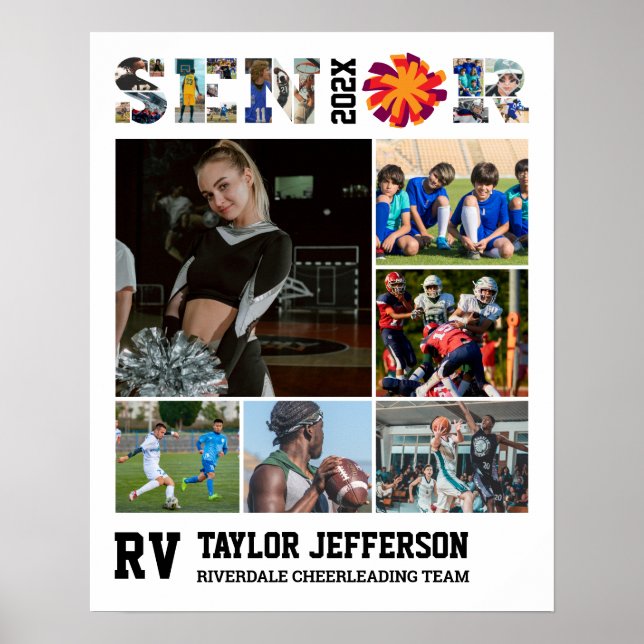 Cheerleading Senior Cheer Team Photo Collage Poster (Front)