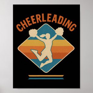 Cheerleading Silhouette Retro Vibes  Poster