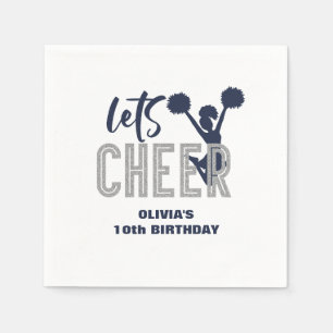 Cheerleading Silver and Navy Cheer Birthday Napkin