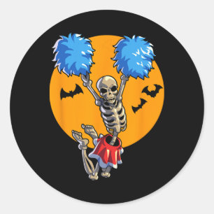 Cheerleading Skeleton Halloween Cheer Mum Girls Wo Classic Round Sticker