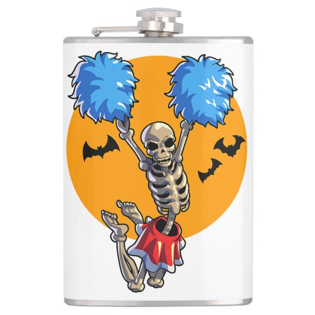 Cheerleading Skeleton Halloween Cheer Mum Girls Wo Hip Flask (Front)