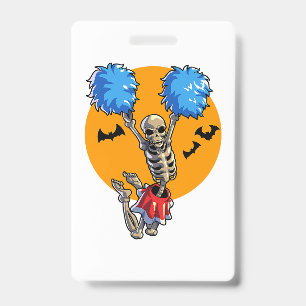 Cheerleading Skeleton Halloween Cheer Mum Girls Wo ID Badge