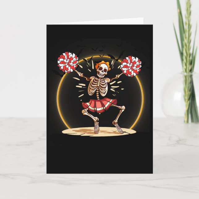Cheerleading Skeleton Halloween Cheer Skeleton Che Card (Front)