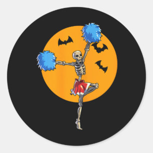 Cheerleading Skeleton Halloween Cheer Skeleton Che Classic Round Sticker